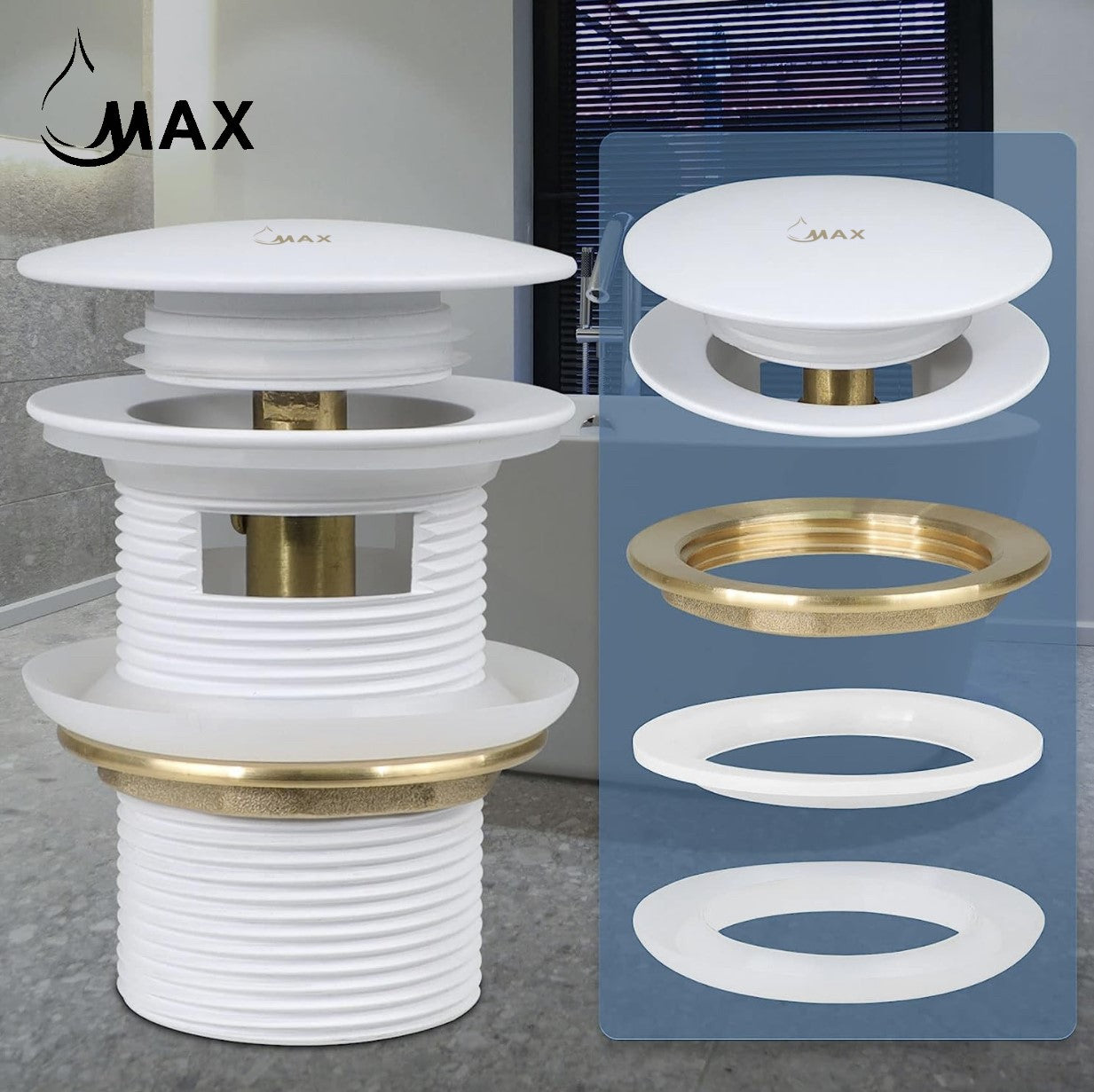Metal Freestanding Bathtub Drain White Finish