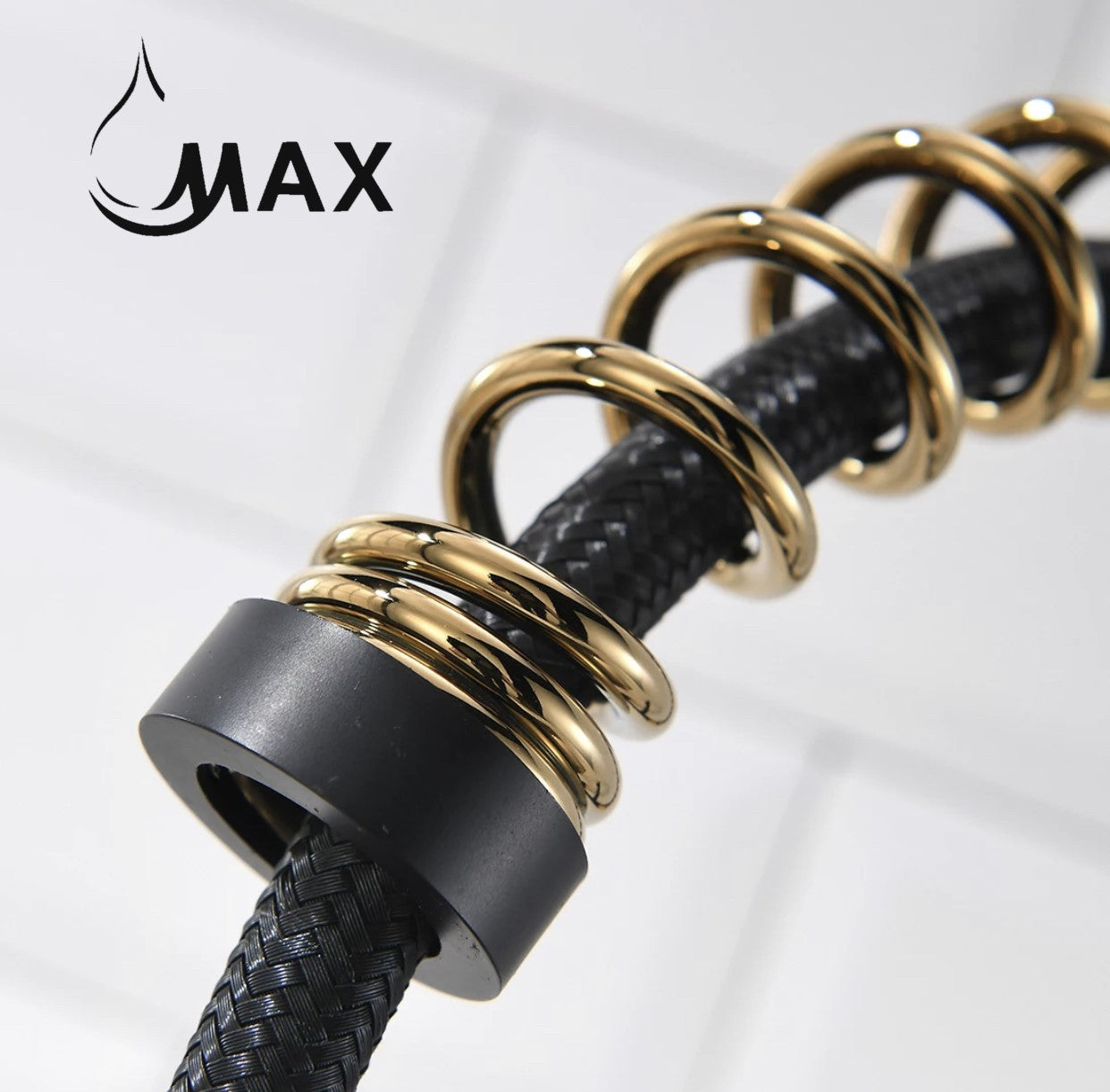 Pull-Down Flexible Kitchen Faucet With Separate Pot Filler Spout & LED Light 19" Matte Black,Shiny Gold Finis