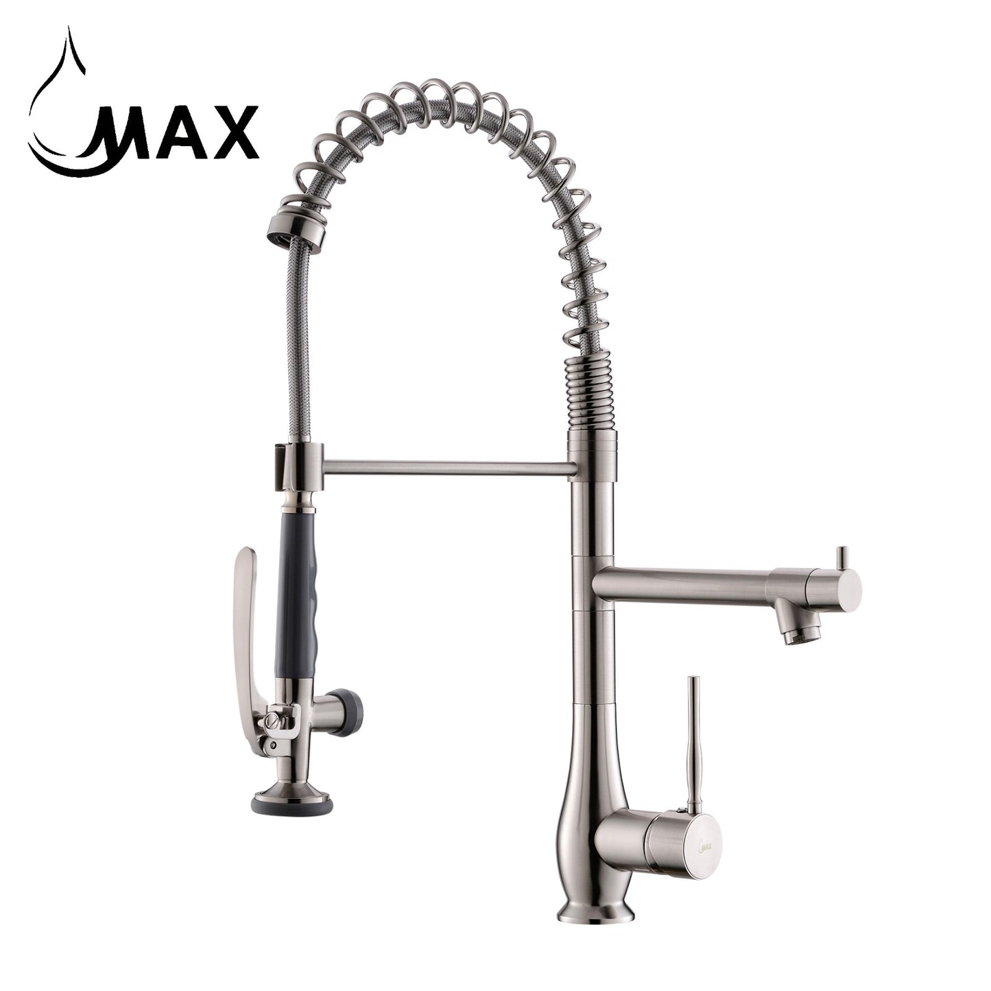 Pre-Rinse Kitchen Faucet Chef Style Pull-Down With Separate Pot Filler Spout Brushed Nickel 22"