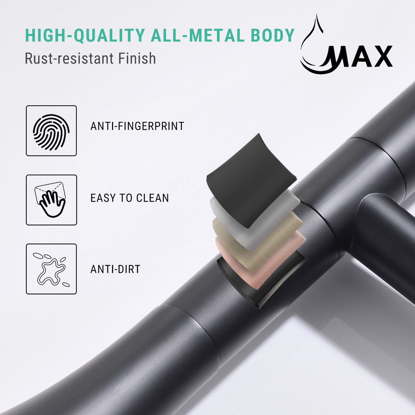 Pre-Rinse Kitchen Faucet Chef Style Pull-Down With Separate Pot Filler Spout Matte Black / Brushed Gold 22"