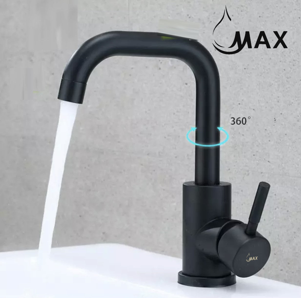 Bathroom Faucet Side Handle Swivel Spout Matte Black Finish