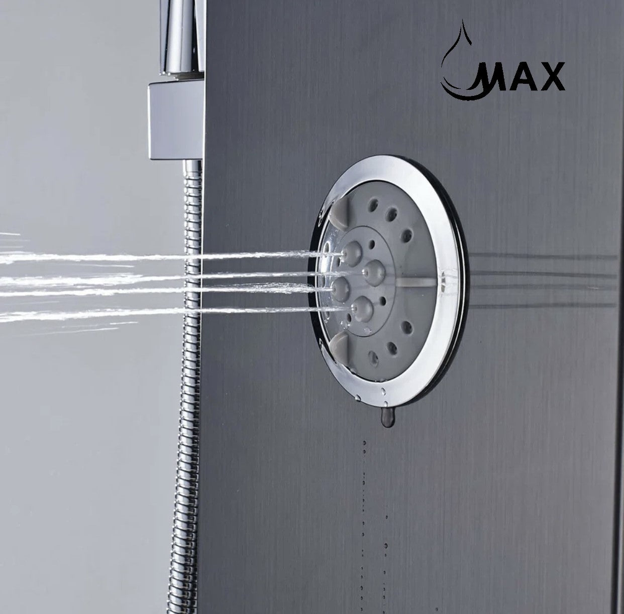 Rainfall Shower Panel System Five Functions with 3 Massage Jets and Handheld Black Finish