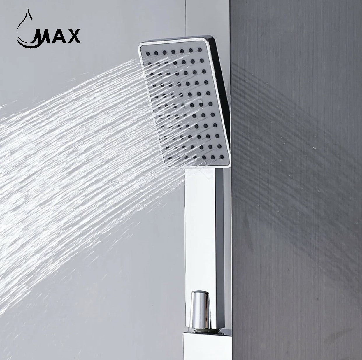 Rainfall Shower Panel System Five Functions with 3 Massage Jets and Handheld Black Finish