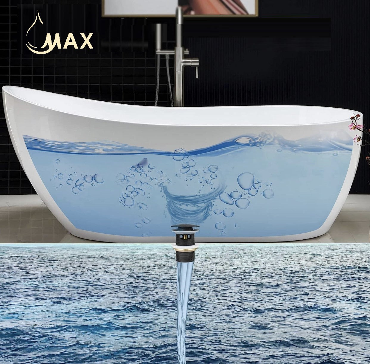 Freestanding Bathtub Drain Metal, Gun Black Finish