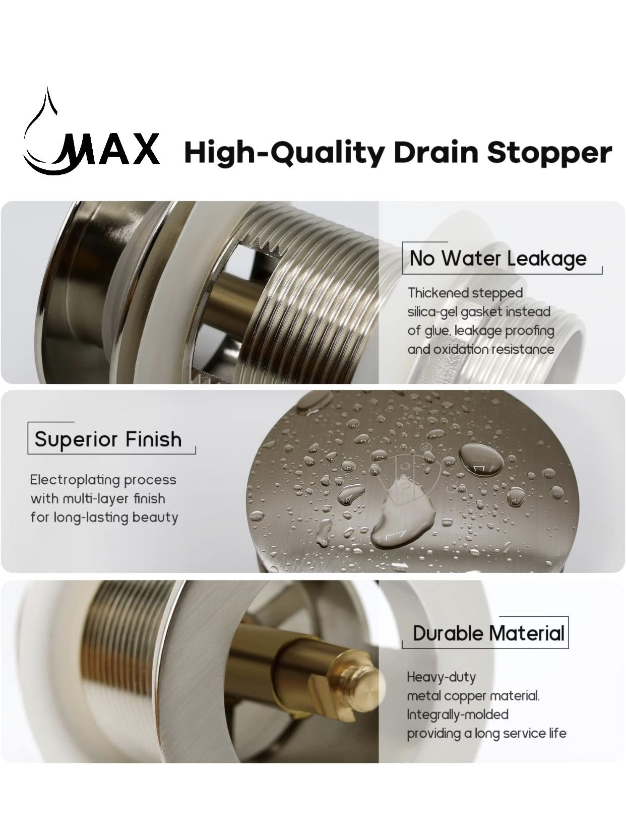 Freestanding Bathtub Drain Metal, Brushed Nickel Finish
