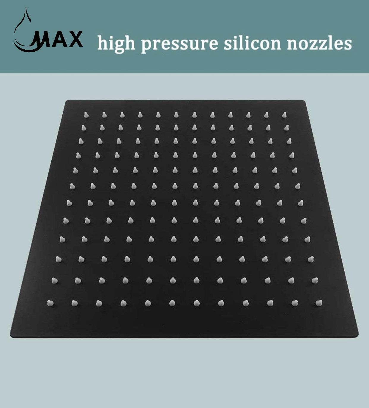 Square Shower Head High Pressure Ultra-Thin 16" In Matte Black Finish