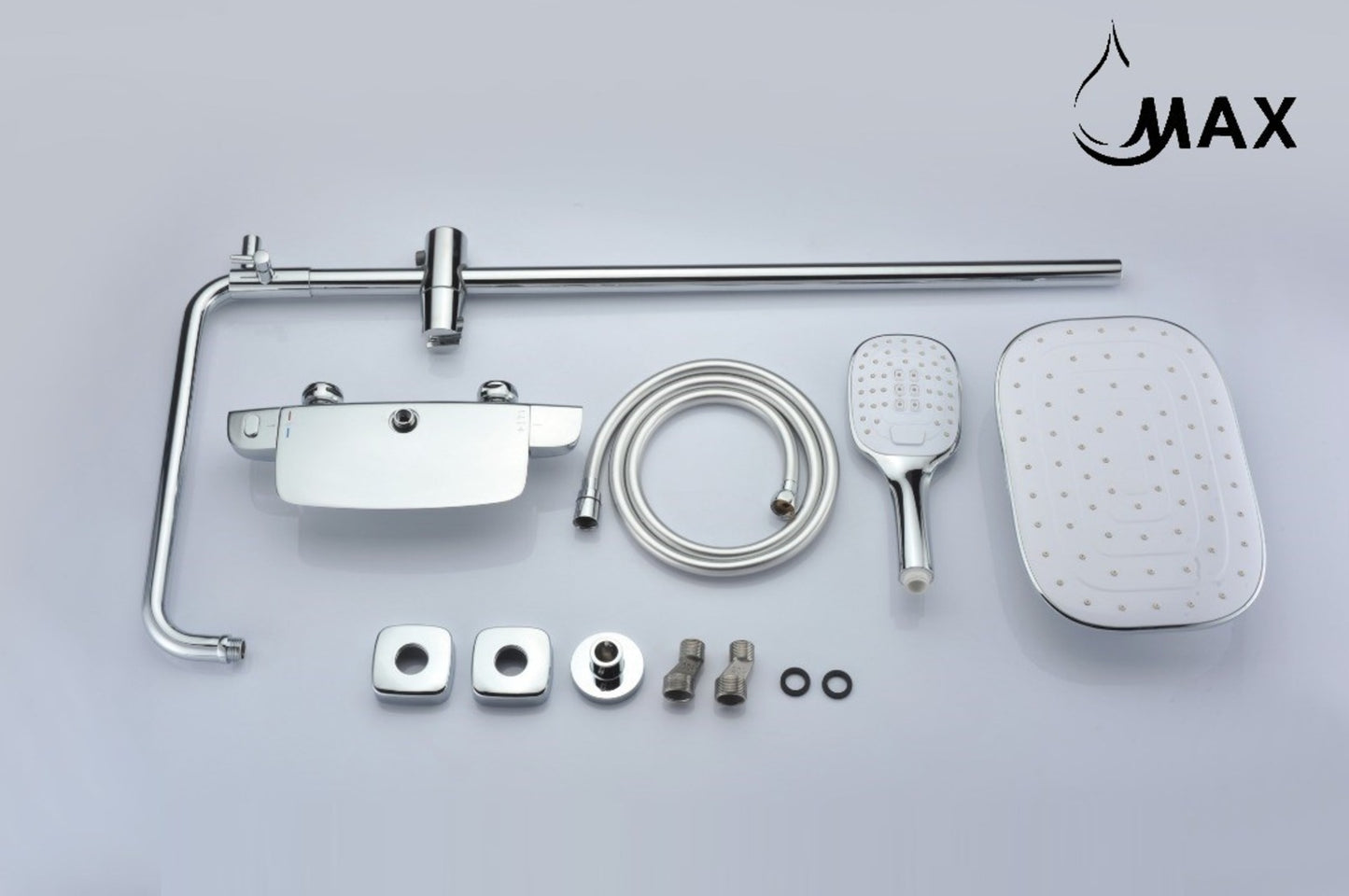 Thermostatic Shower System Waterfall Tub Rain Three Functions Chrome Finish