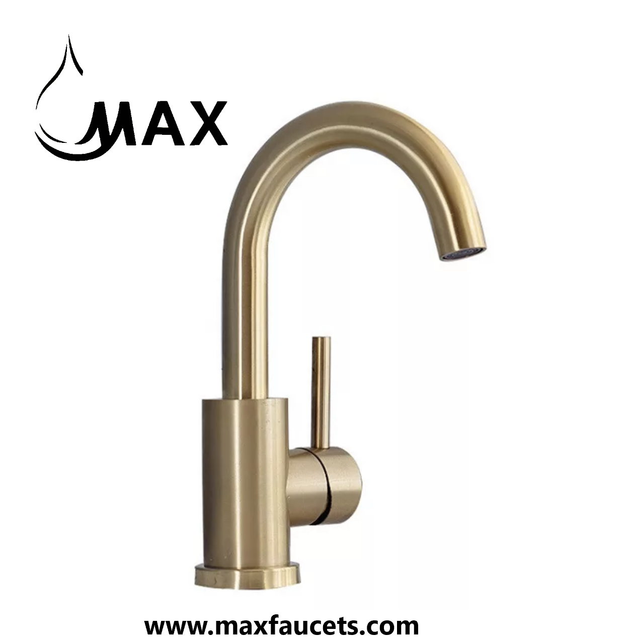 Bathroom Faucet Side Handle Swivel Spout Brushed Gold Finish