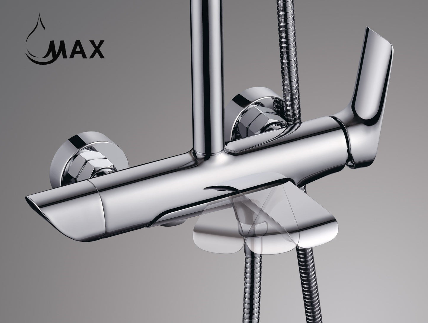 Tub Rain Shower System Three Functions Swinging Spout Chrome Finish