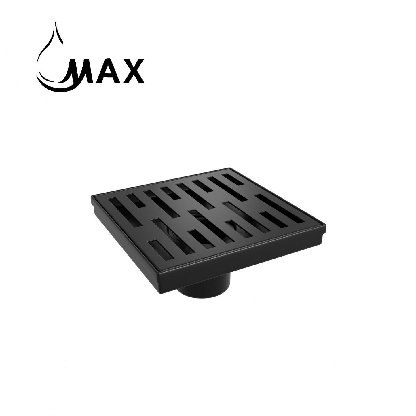 Square Shower Drain with Cover 4 Inches Matte Black