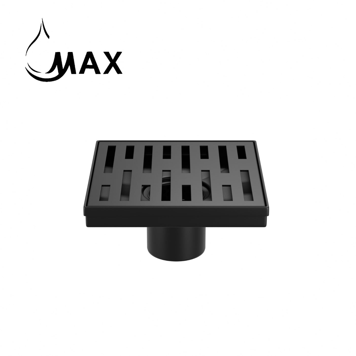 Square Shower Drain with Cover 4 Inches Matte Black