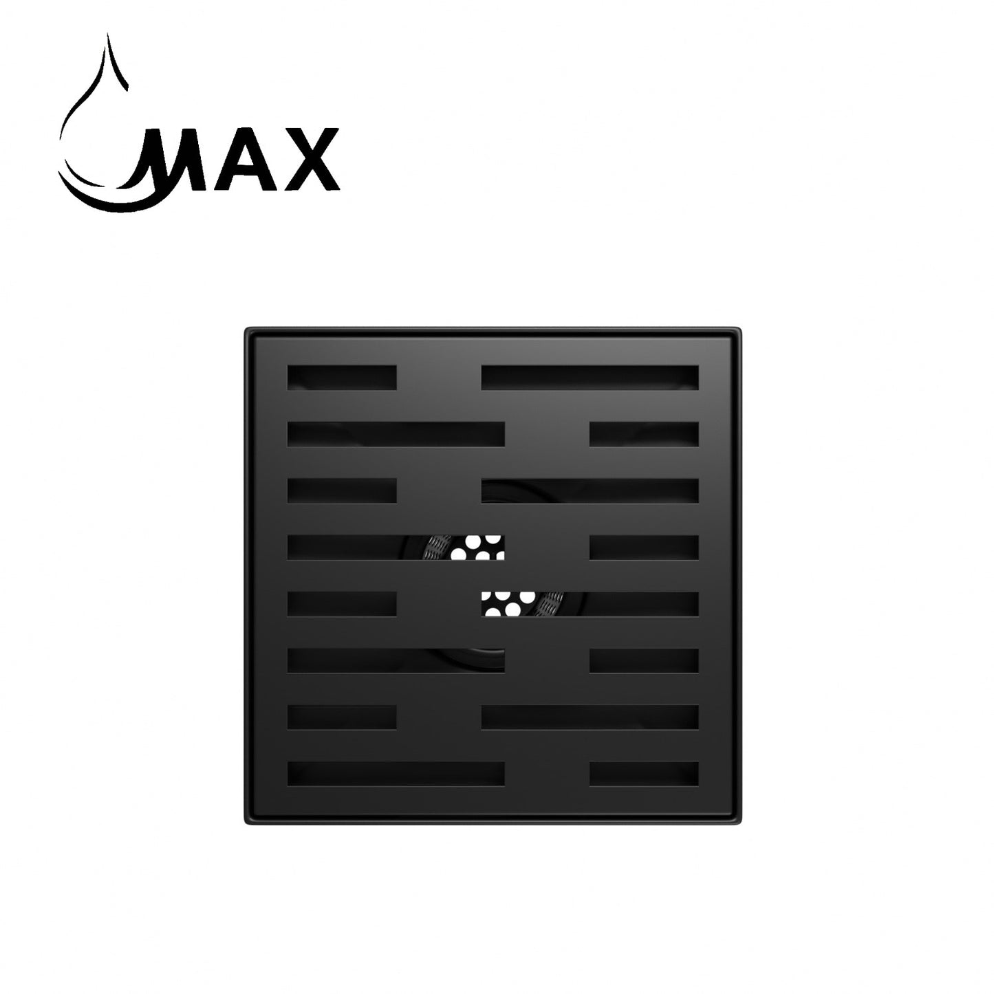 Square Shower Drain with Cover 6 Inches Matte Black