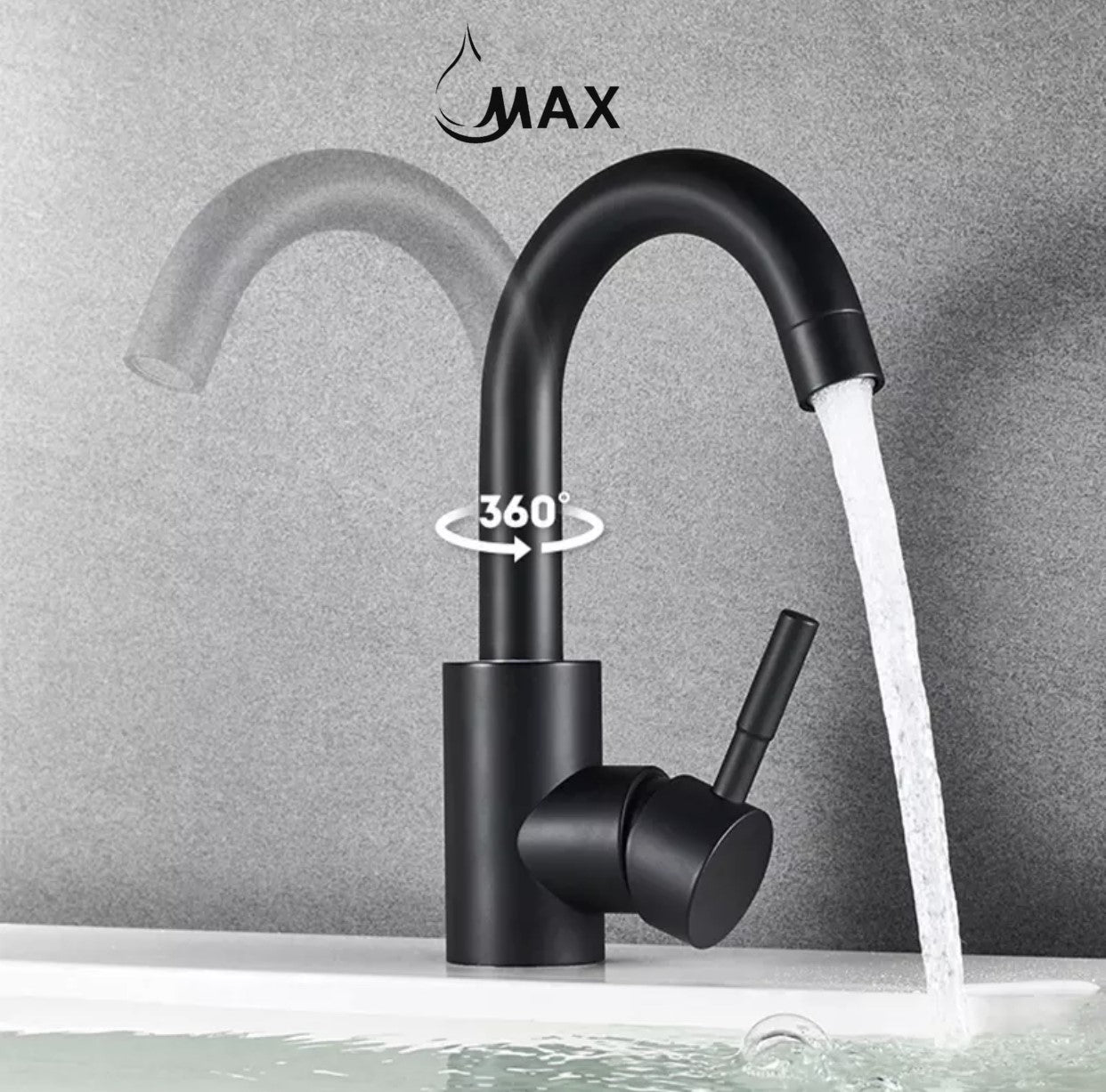 Bathroom Faucet With Pop-UP Drain Side Handle Matte Black Finish