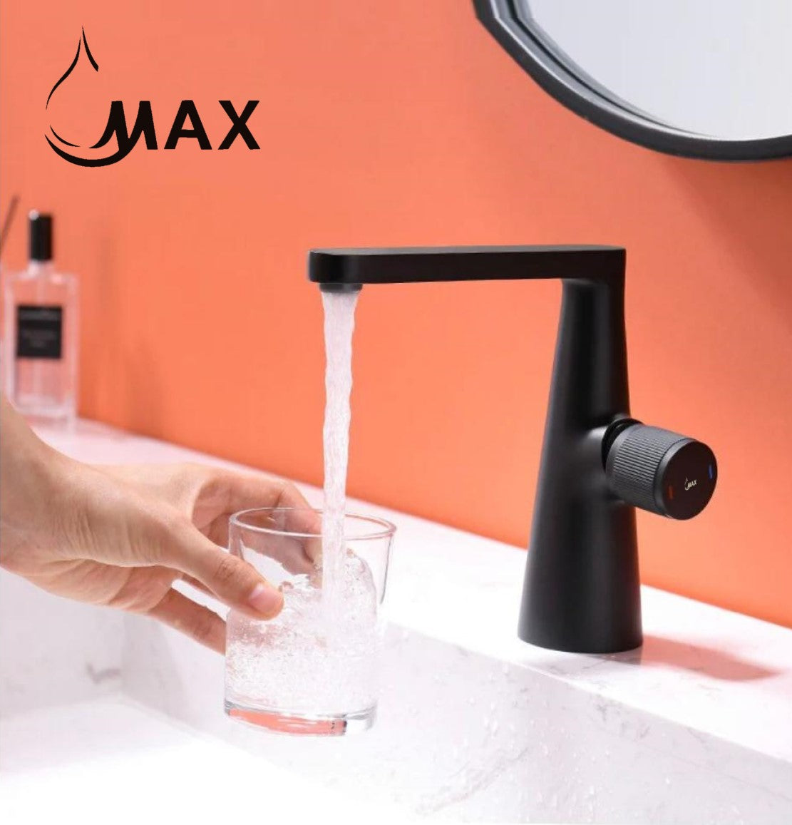 Bathroom Faucet Side Knob Contemporary Matte Black Finish