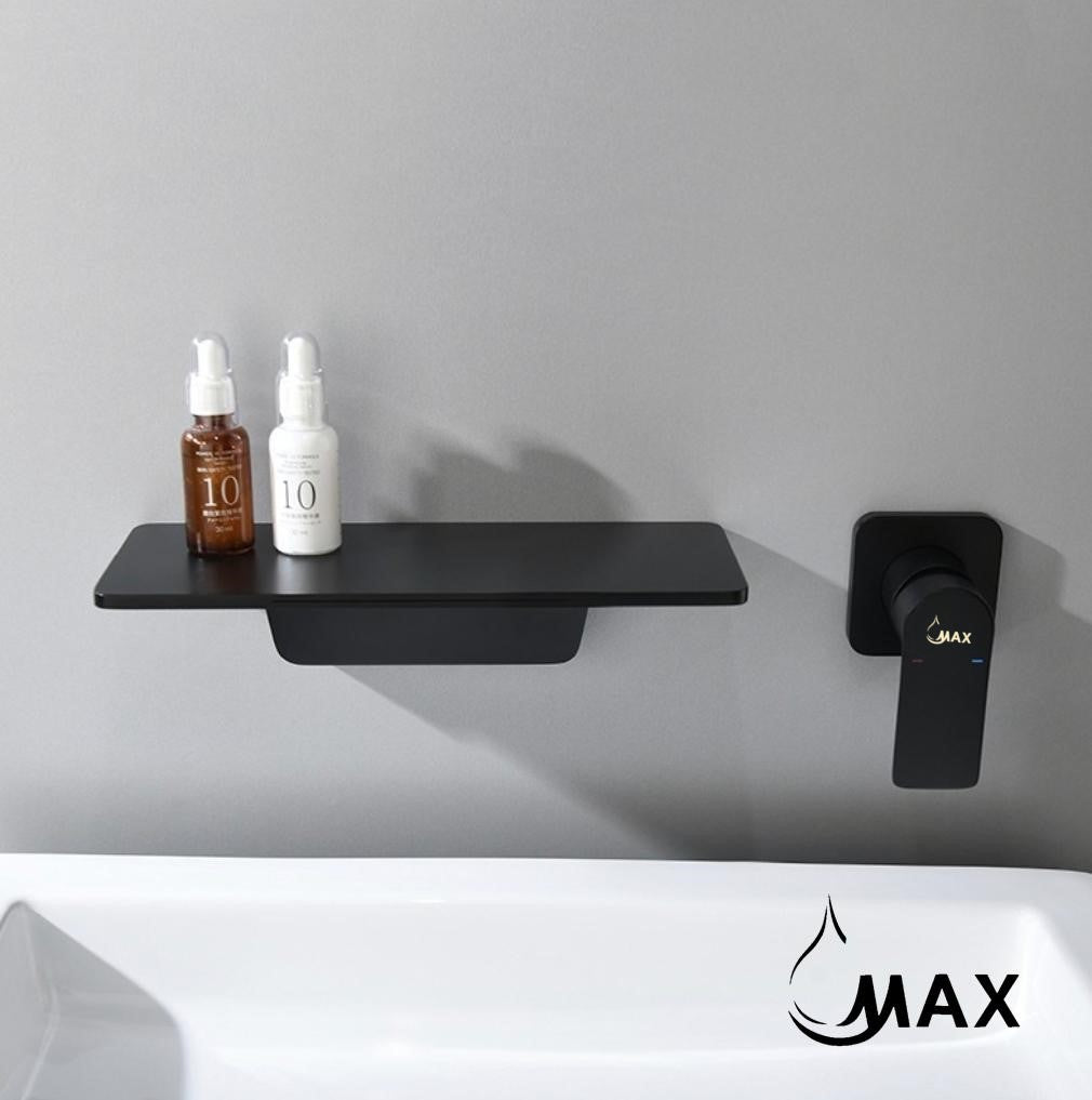 Wall Mounted Bathroom Faucet Waterfall Matte Black Finish