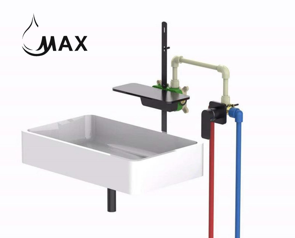 Wall Mounted Contemporary Waterfall Bathroom Faucet New Design In Brushed Gold Finish