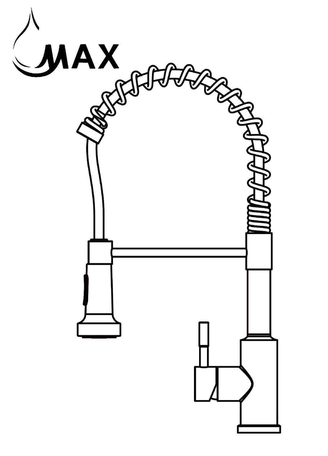 Kitchen Faucet Chef Style Pull-Out Spiral Flexible 16" Brushed Gold Finish