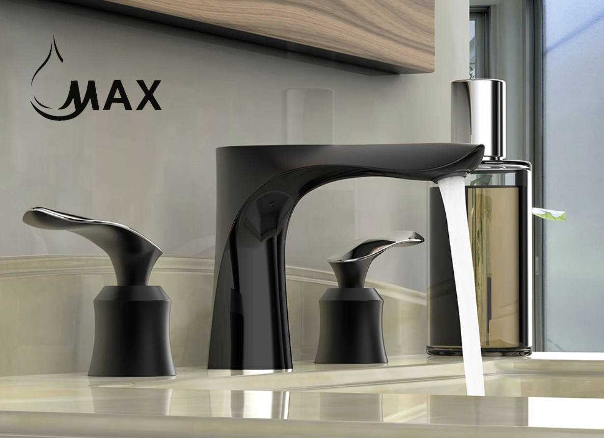 Two Handle Widespread Bathroom Faucet Matte Black Finish