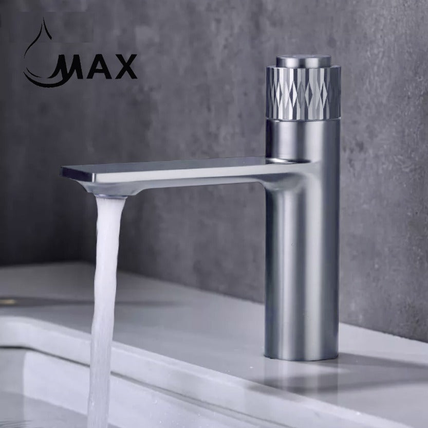 Punch Knob Bathroom Faucet Brushed Nickel Finish