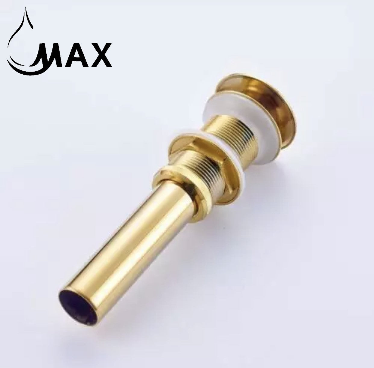Metal Push Pop Up Sink Drain Without Overflow Shiny Gold Finish