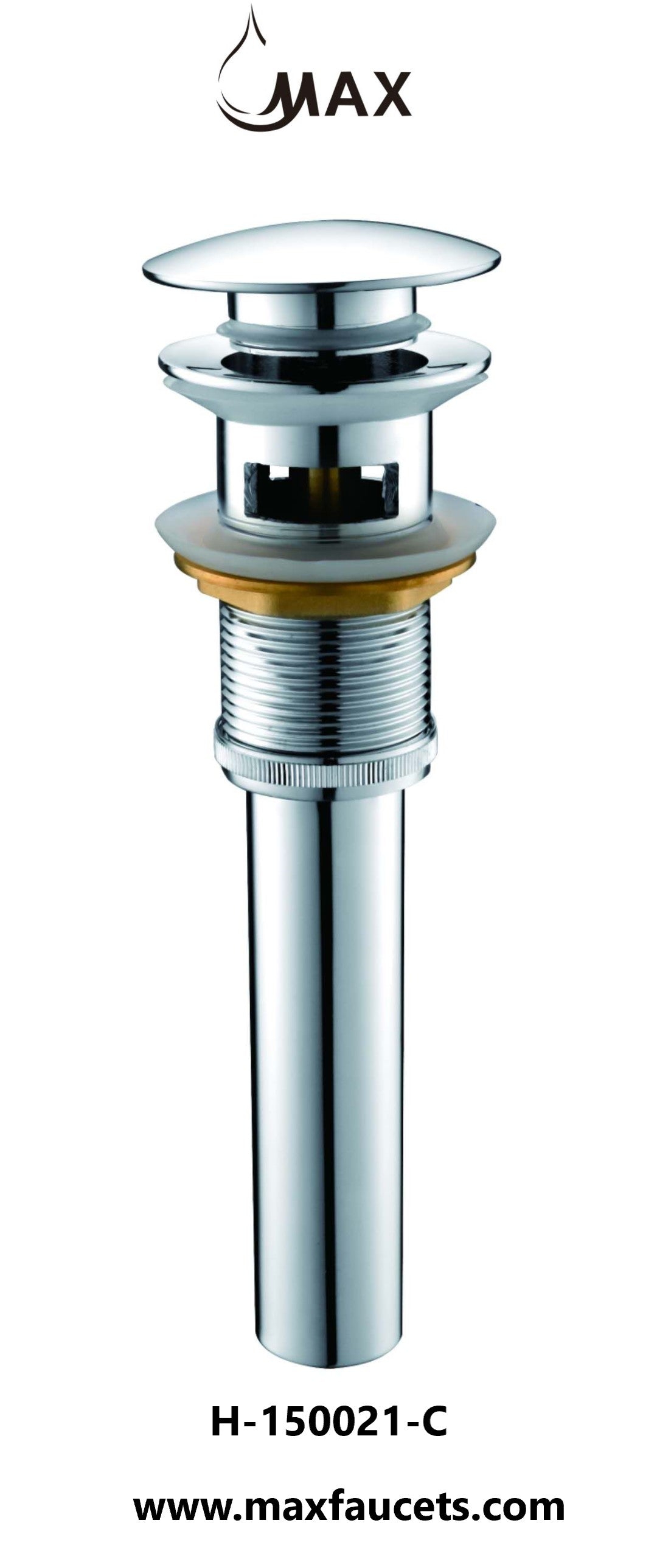 Push Pop Up Sink Drain With Overflow Chrome Finish