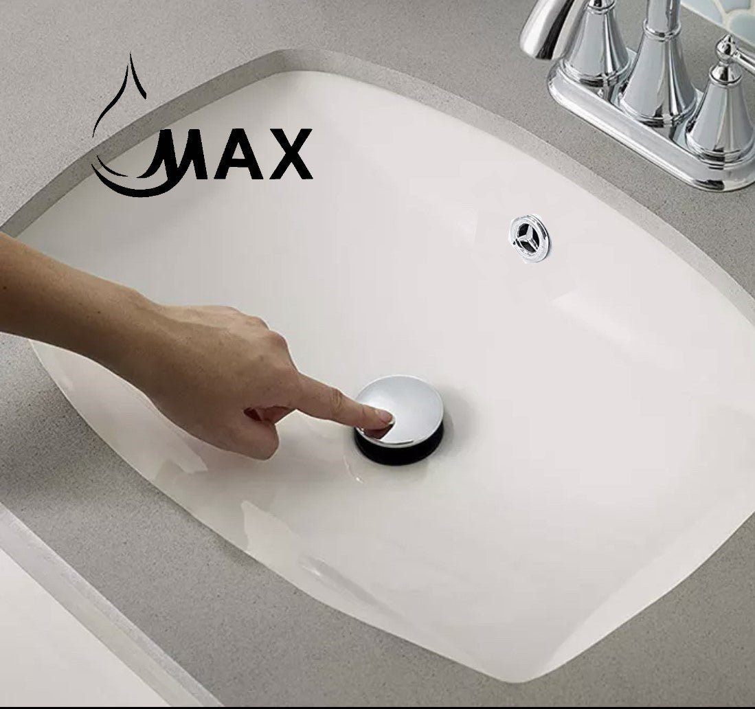 Push Pop Up Sink Drain With Overflow Chrome Finish