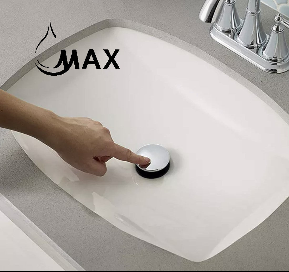 Metal Push Pop Up Sink Drain Without Overflow Chrome Finish