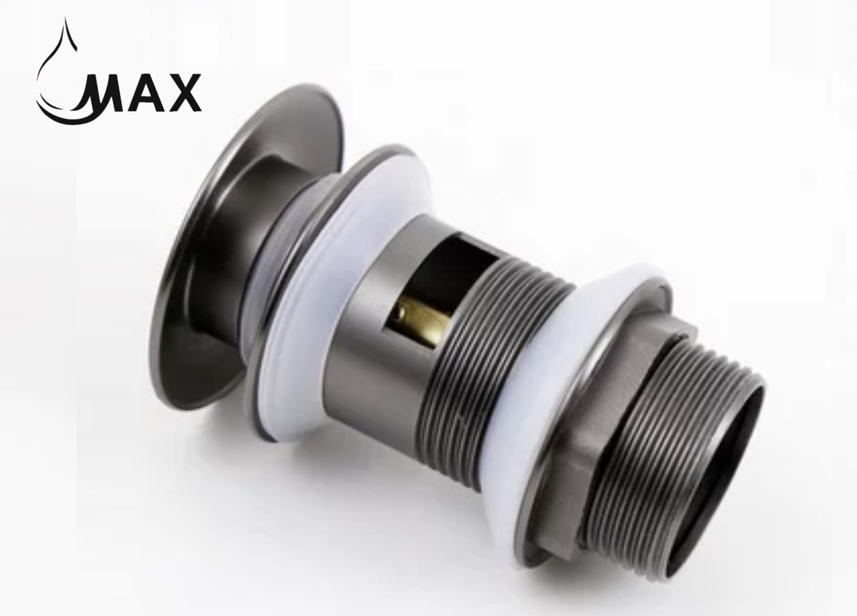 Metal Push Pop Up Sink Drain With Overflow Gun Black Finish