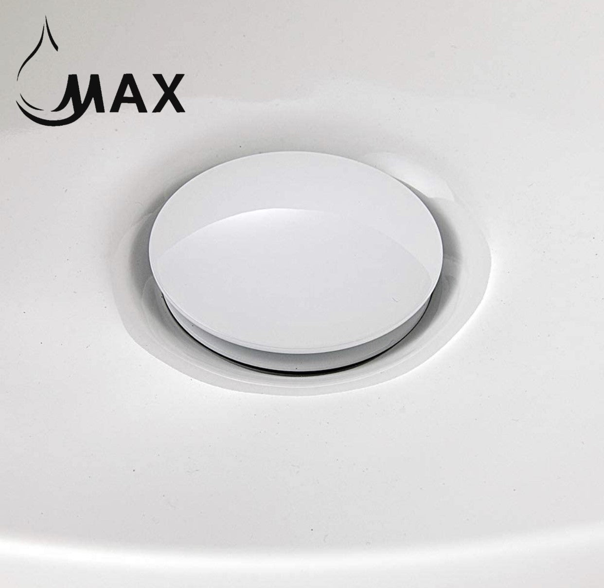 Metal Push Pop Up Sink Drain With Overflow White Finish