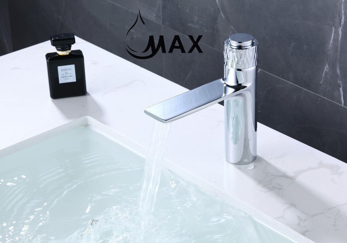 Waterfall Punch Knob Bathroom Faucet Chrome Finish
