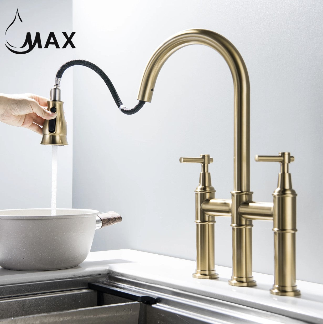 Two-Handle Kitchen Faucet Pull-Out Three Functions