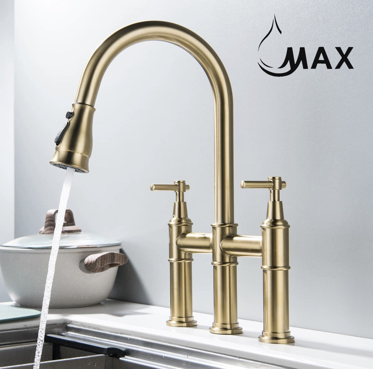 Two-Handle Kitchen Faucet Pull-Out Three Functions