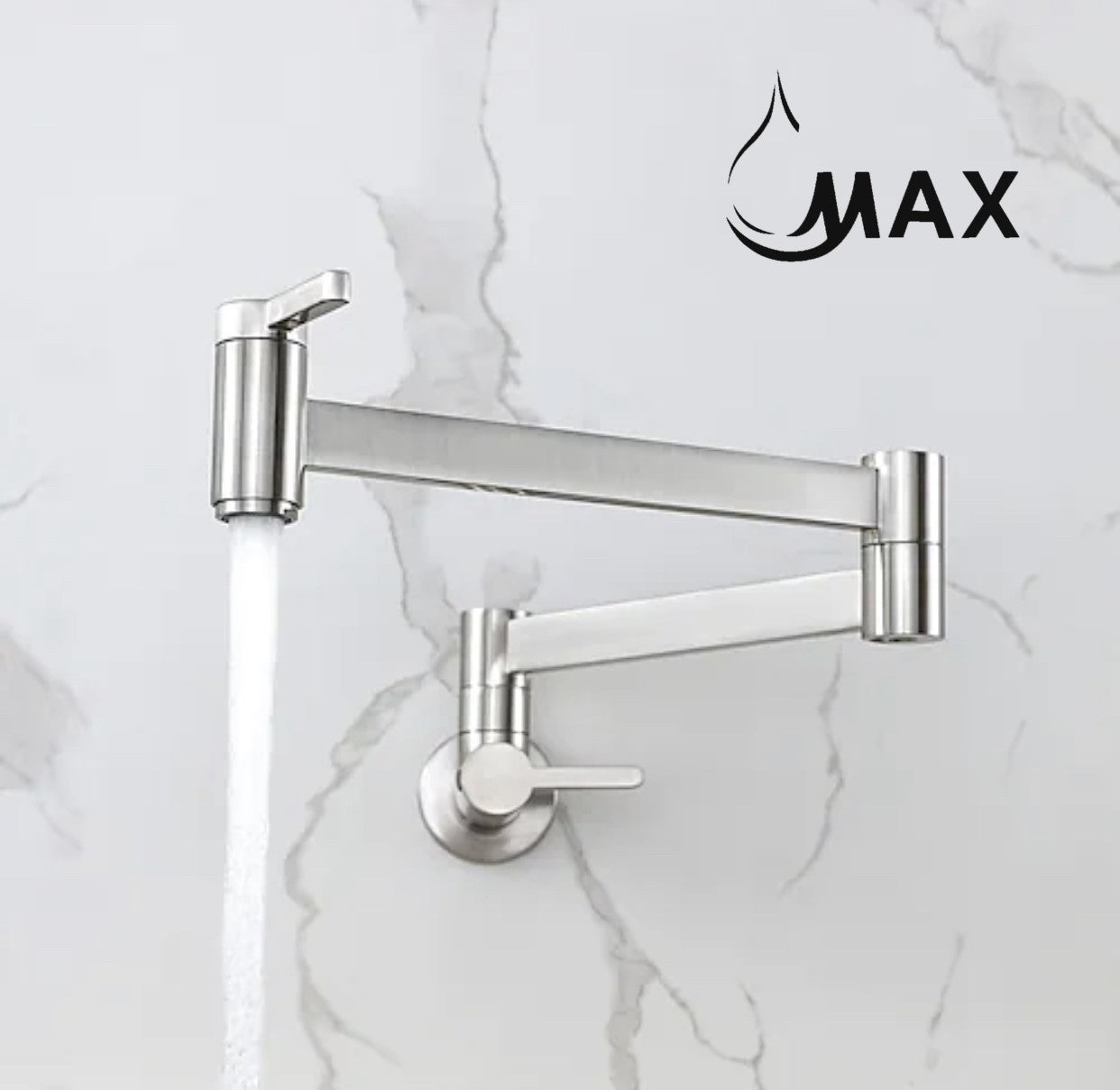 Pot Filler Faucet Double Handle Classic Wall Mounted 20" With Accessories Brushed Nickel Finish
