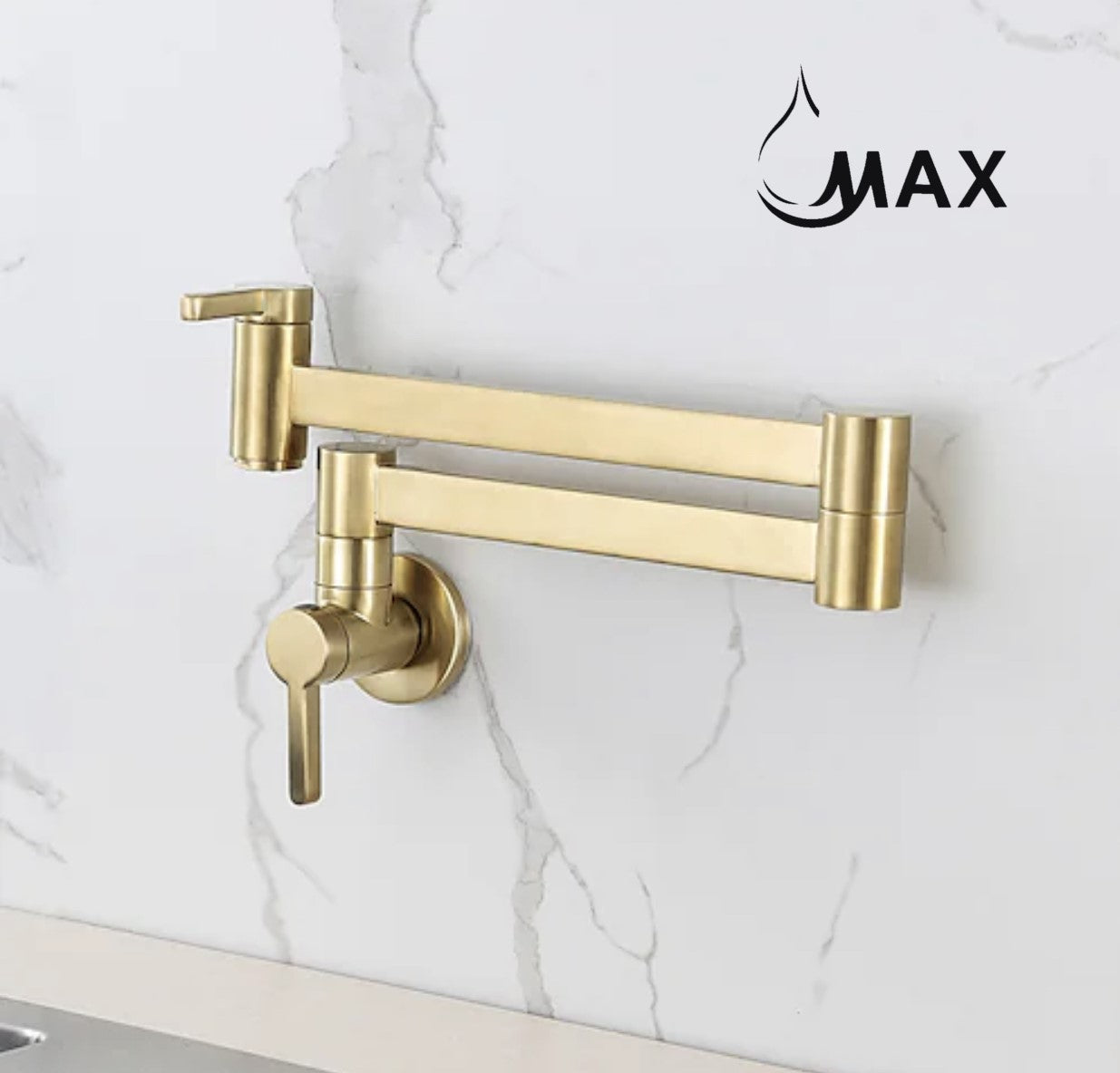 Pot Filler Faucet Double Handle Classic Wall Mounted 20" With Accessories Brushed Gold Finish