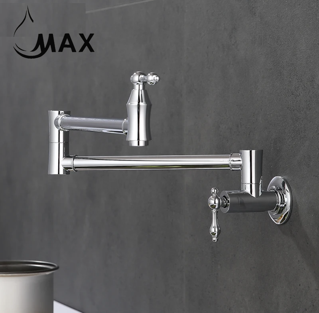 Pot Filler Faucet Double Handle Traditional Wall Mounted 27" With Accessories Chrome Finish