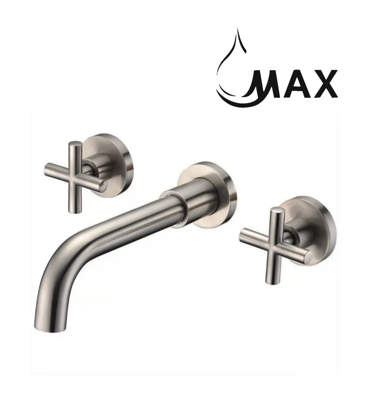 Wall Mounted Bathroom Faucet Double Handle With Rough-in Valve Brushed Nickel Finish