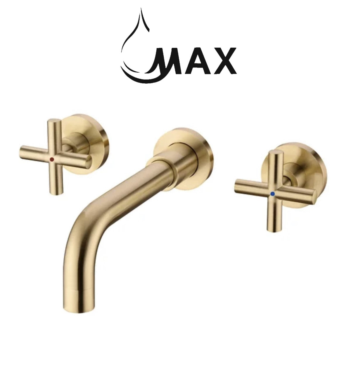 Wall Mounted Bathroom Faucet Double Handle With Rough-in Valve Brushed Gold Finish