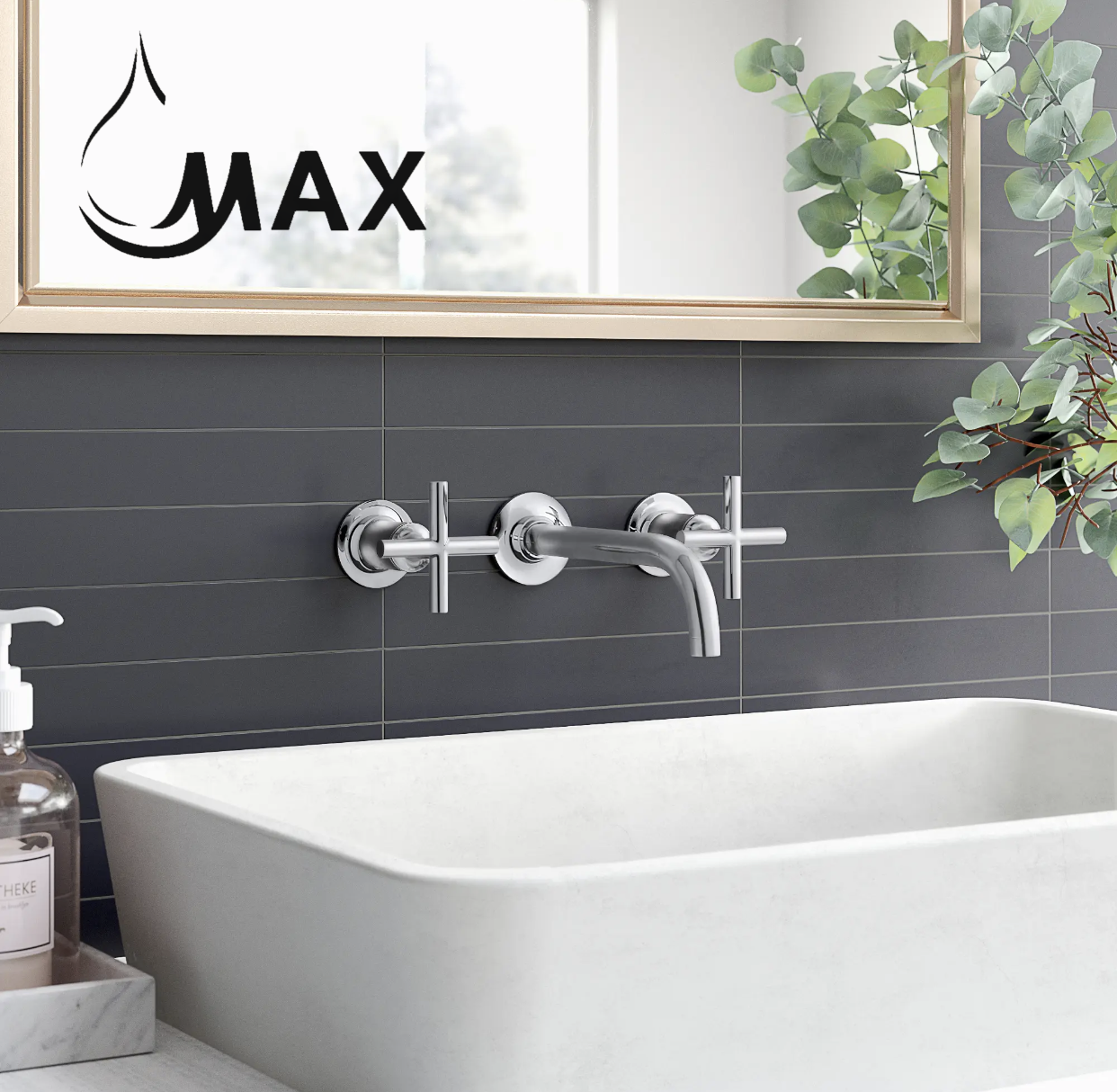 Wall Mounted Bathroom Faucet Double Handle With Rough-in Valve Brushed Nickel Finish