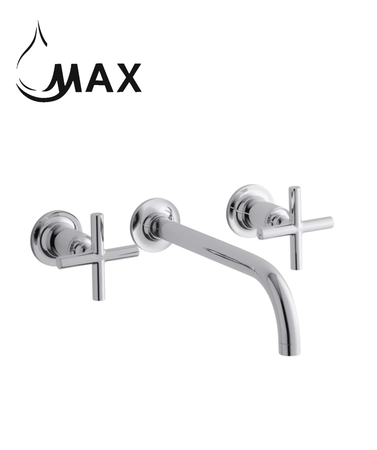 Wall Mounted Bathroom Faucet Double Handle With Rough-in Valve Chrome Finish