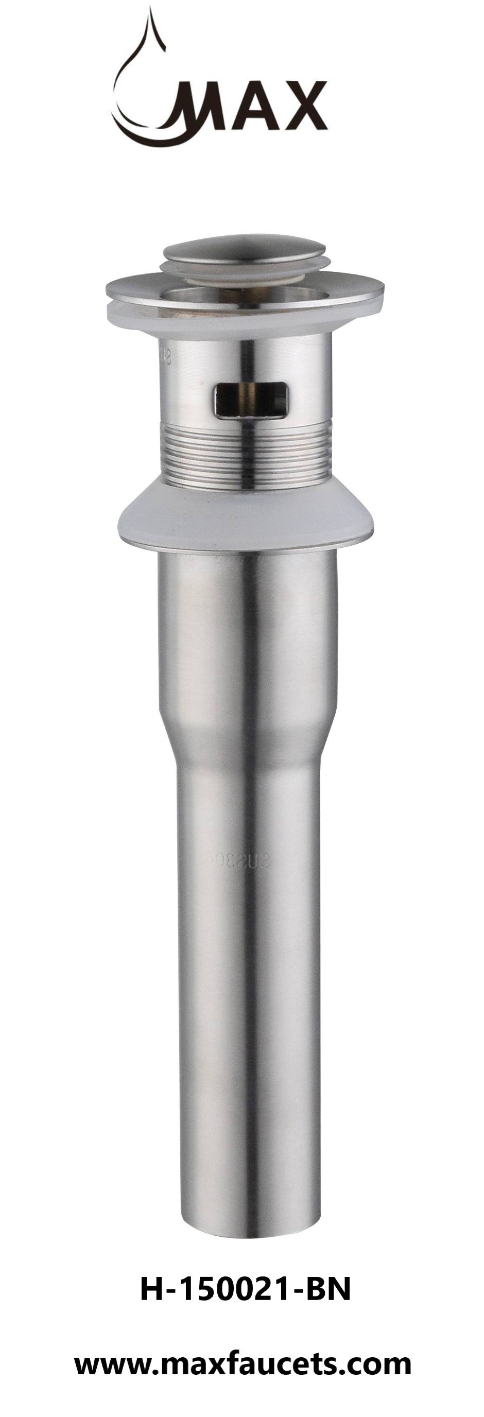 Small Cap Pop Up Sink Drain Assembly With Overflow Brushed Nickel