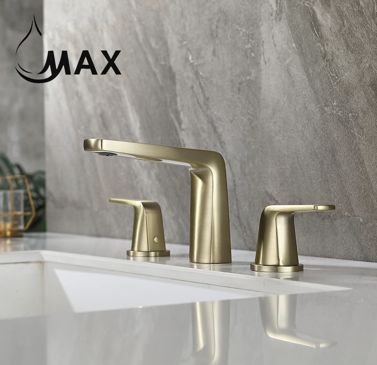 Two Handle Widespread Bathroom Faucet Brushed Gold