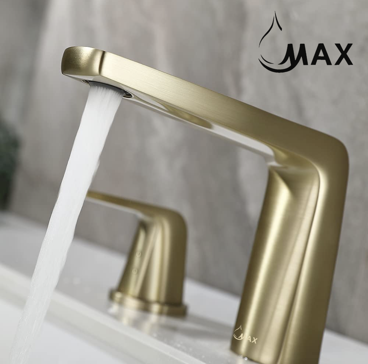 Two Handle Widespread Bathroom Faucet Brushed Gold