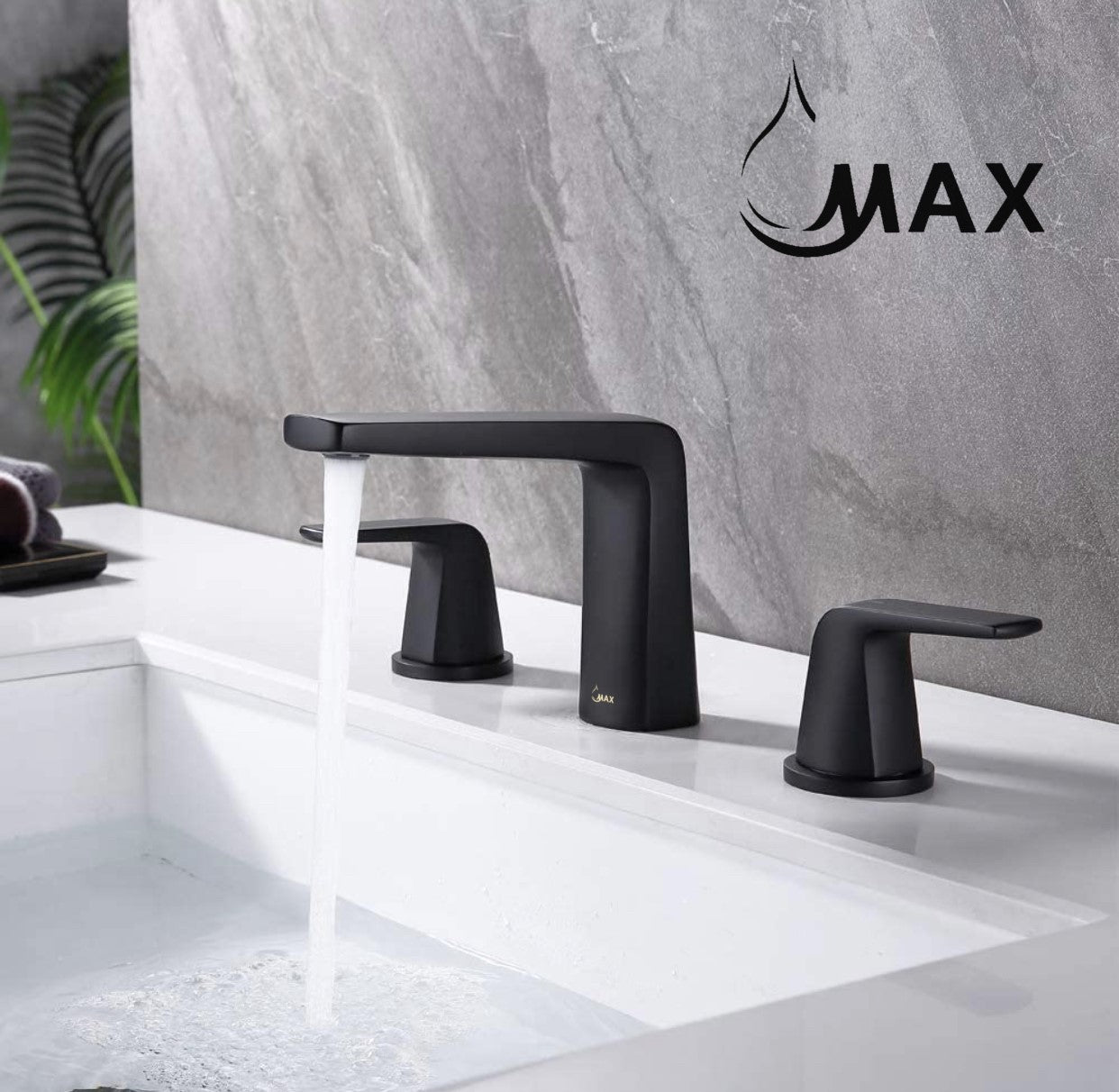 Two Handle Widespread Bathroom Faucet Matte Black Finish