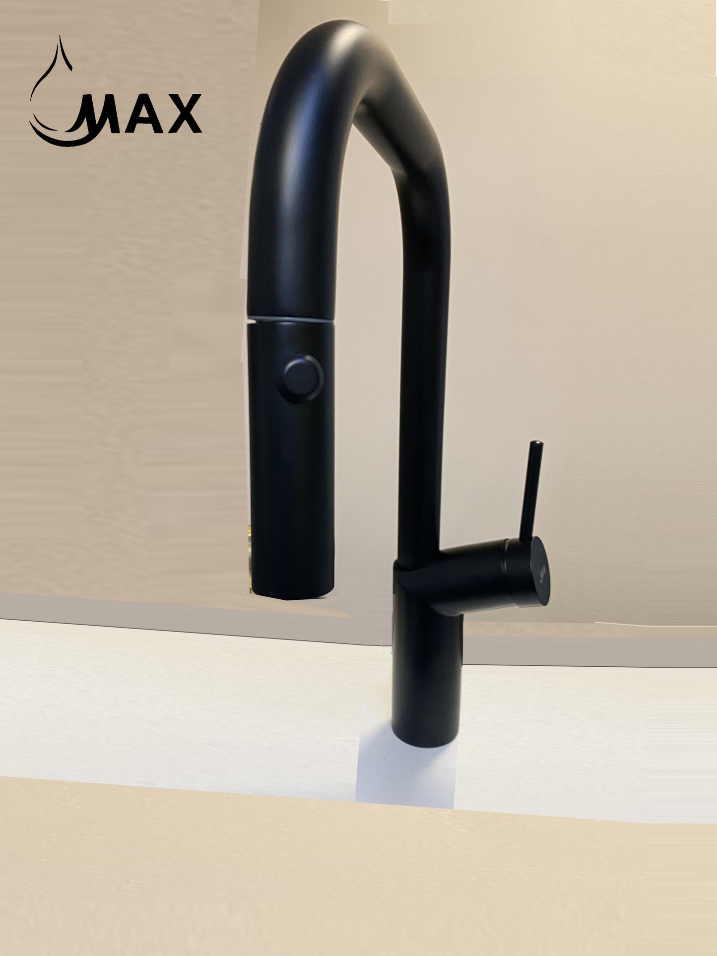 Kitchen Faucet Gooseneck New-Arc Elegant Design Pull-out 16" Matte Black