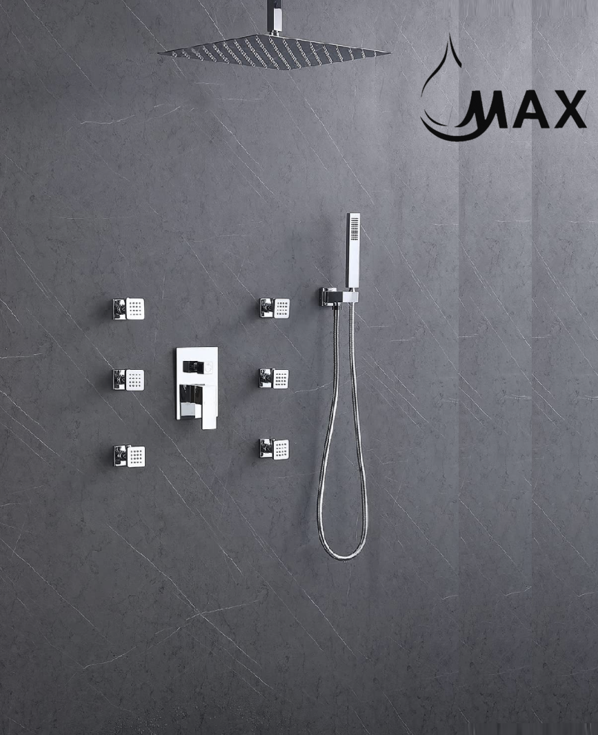 Ceiling Shower System Set Two Function With 6 Body Jets Chrome Finish