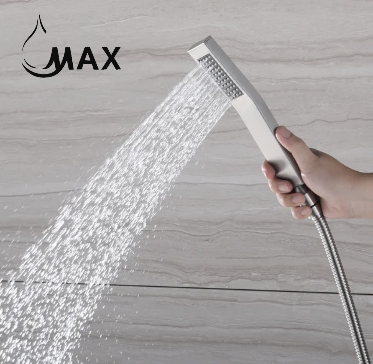 Square Single-Setting Slide Bar Hand Shower In Brushed Nickel Finish