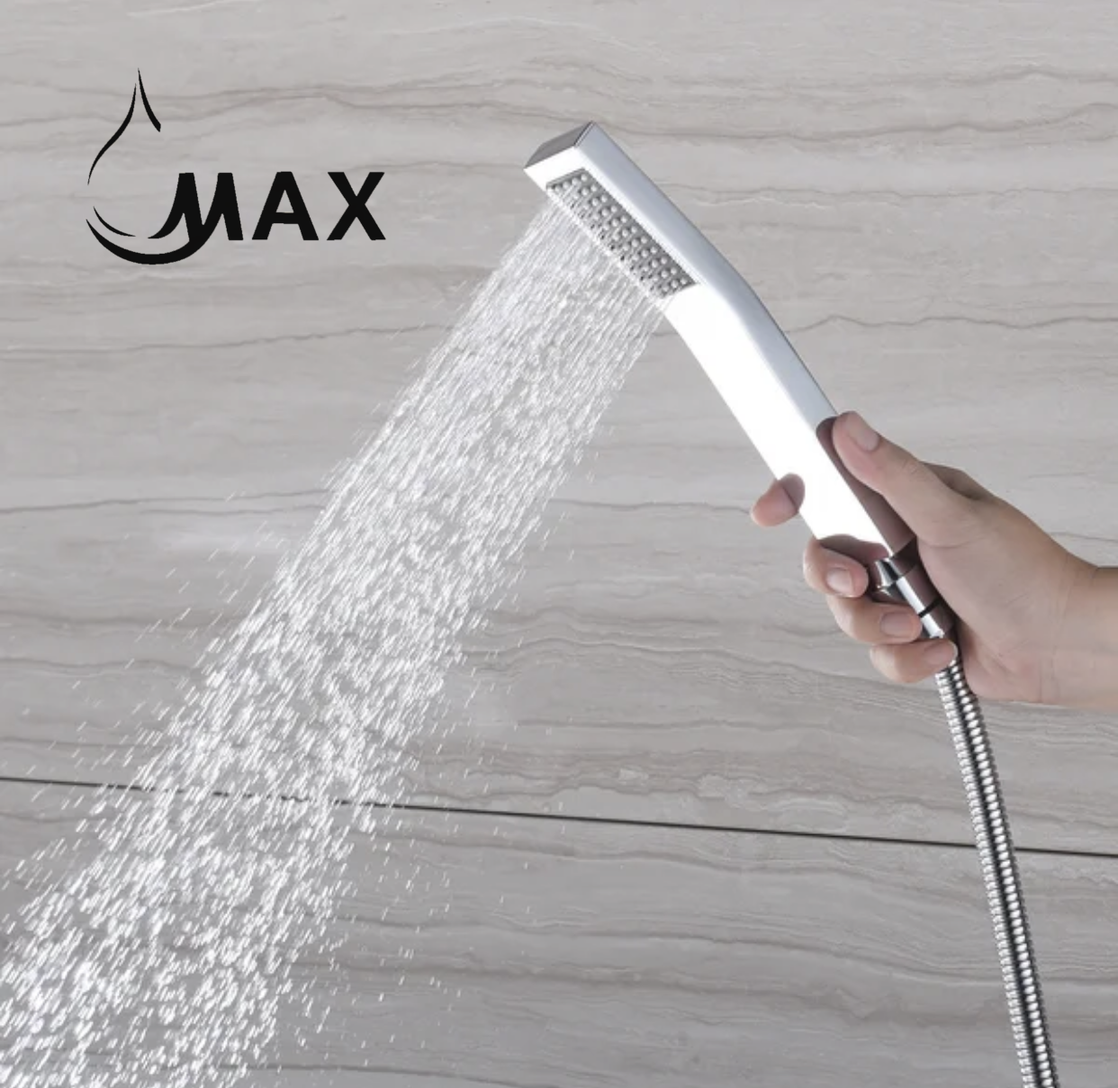Square Single-Setting Slide Bar Hand Shower Chrome Finish
