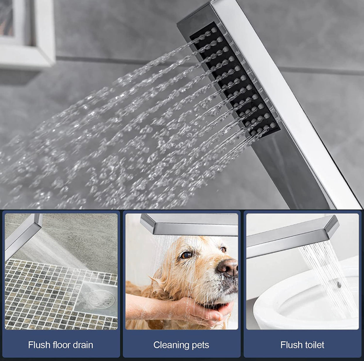 Tub Filler Faucet Floor Mounted Single Handle With Rough-In And Handheld Chrome Finish