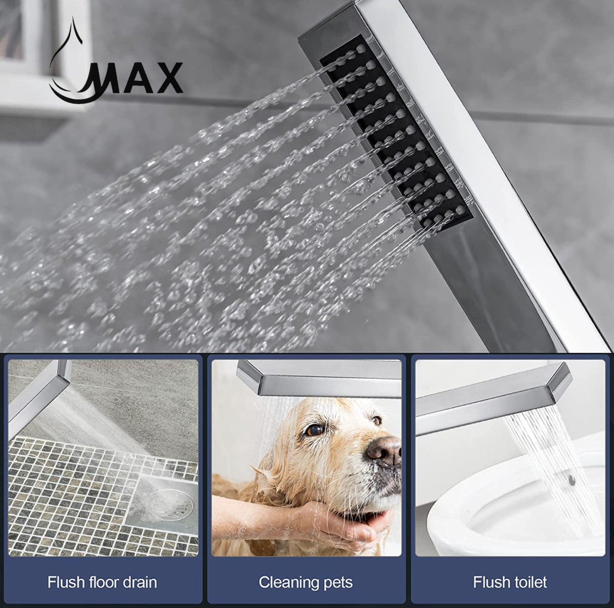 Tub Filler Faucet Floor Mounted Single Handle With Rough-In And Handheld Chrome Finish