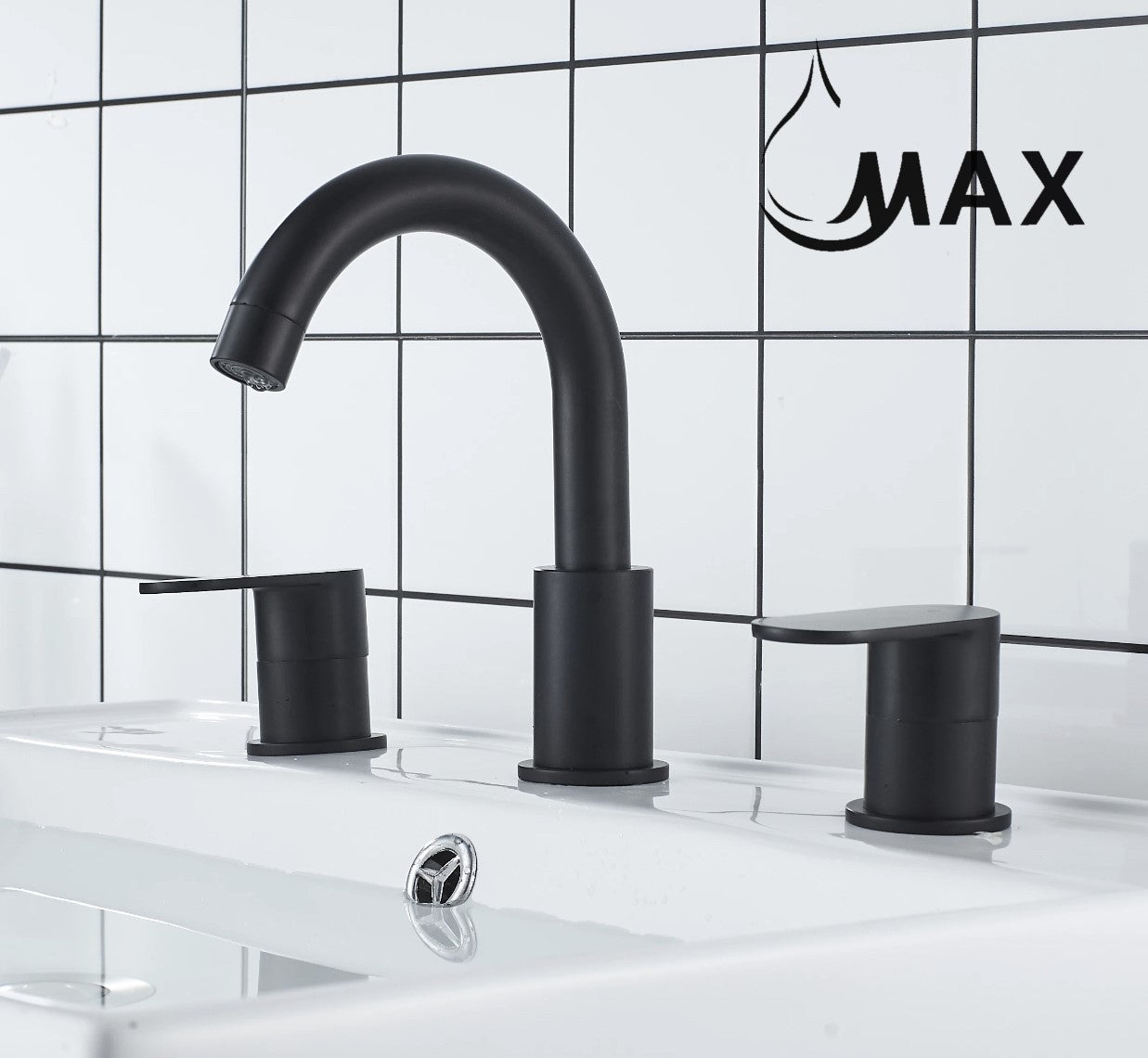 Two Handle Widespread Bathroom Faucet Matte Black